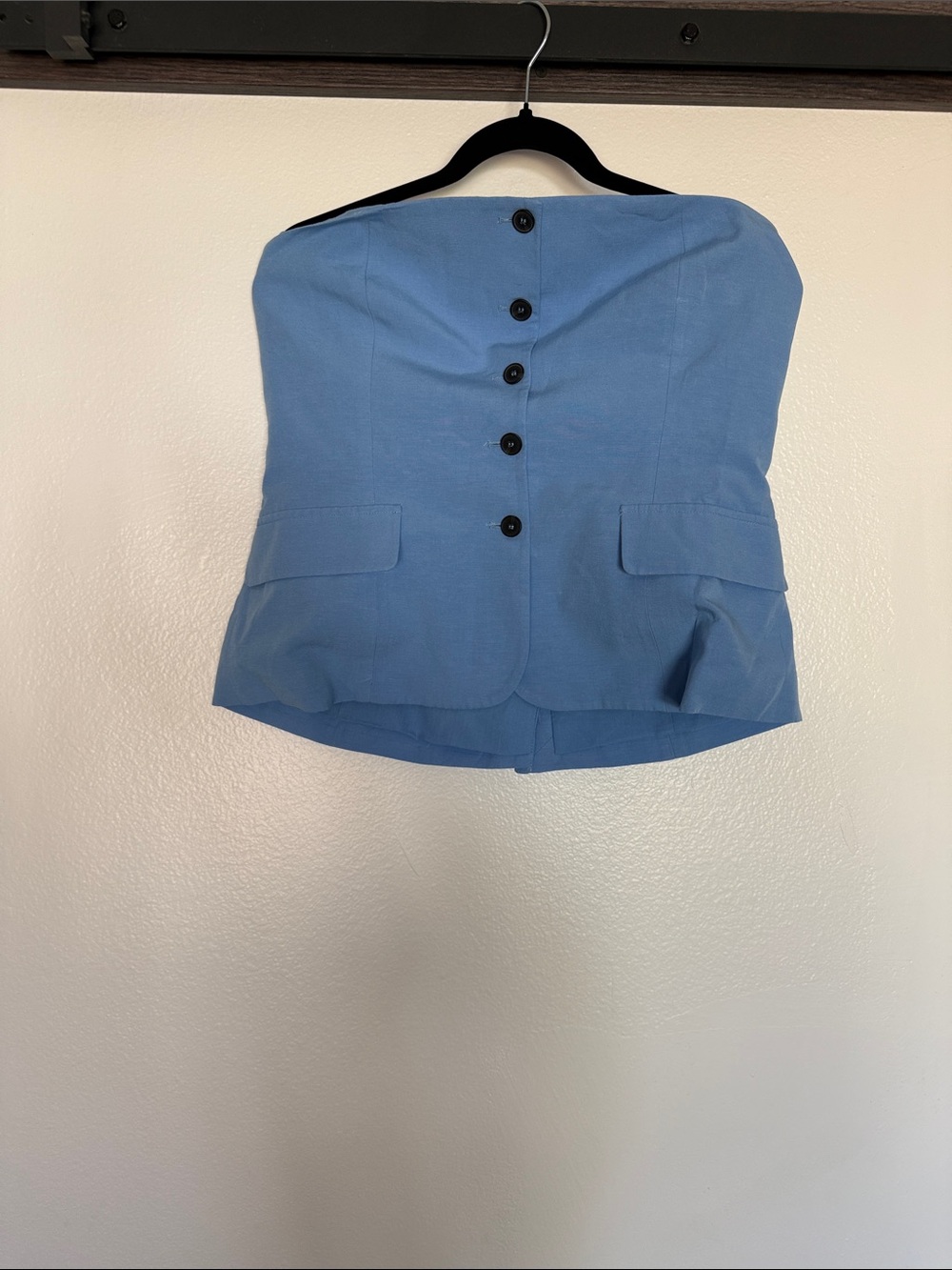 Zara Light Blue Strapless Button-Back Vest